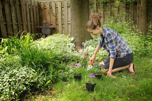 Supervisor arranging remedial garden maintenance work